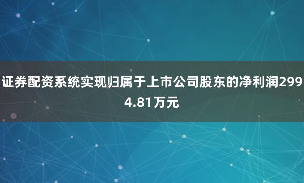 证券配资系统实现归属于上市公司股东的净利润2994.81万元